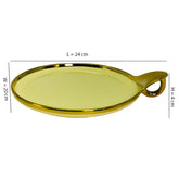 Elegant Cream Ceramic Round Serving Platter – Gold Rim & Hook Handle, 24cm